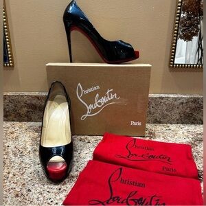 Christian Louboutin New Very Prive 120 Patent Black/Red - Size 39.5